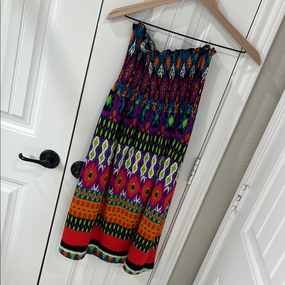 VENUS Orange Red Smocked Midi Resort Coverup